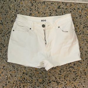 High waisted white jean shorts